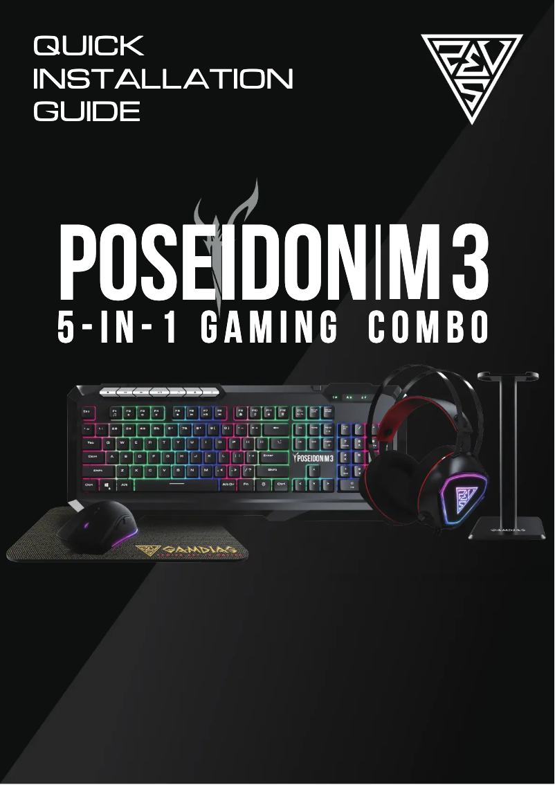Page 1 de la notice Manuel utilisateur Gamdias Poseidon M3