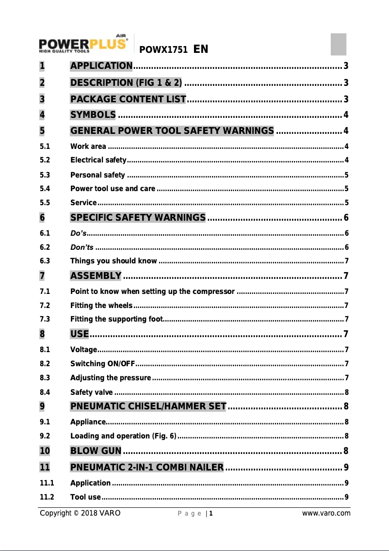 Page 1 de la notice Manuel utilisateur PowerPlus POWX1751