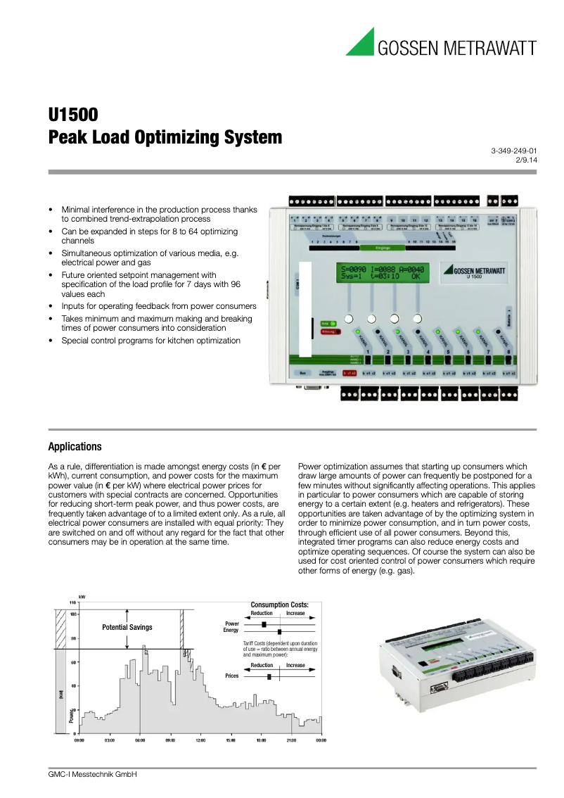 Page 1 de la notice Fiche technique Gossen Metrawatt U1500
