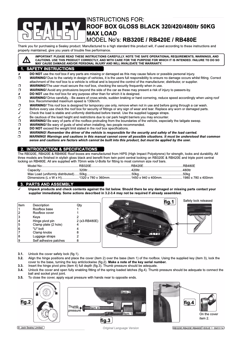 Page 1 de la notice Manuel utilisateur Sealey RB480E