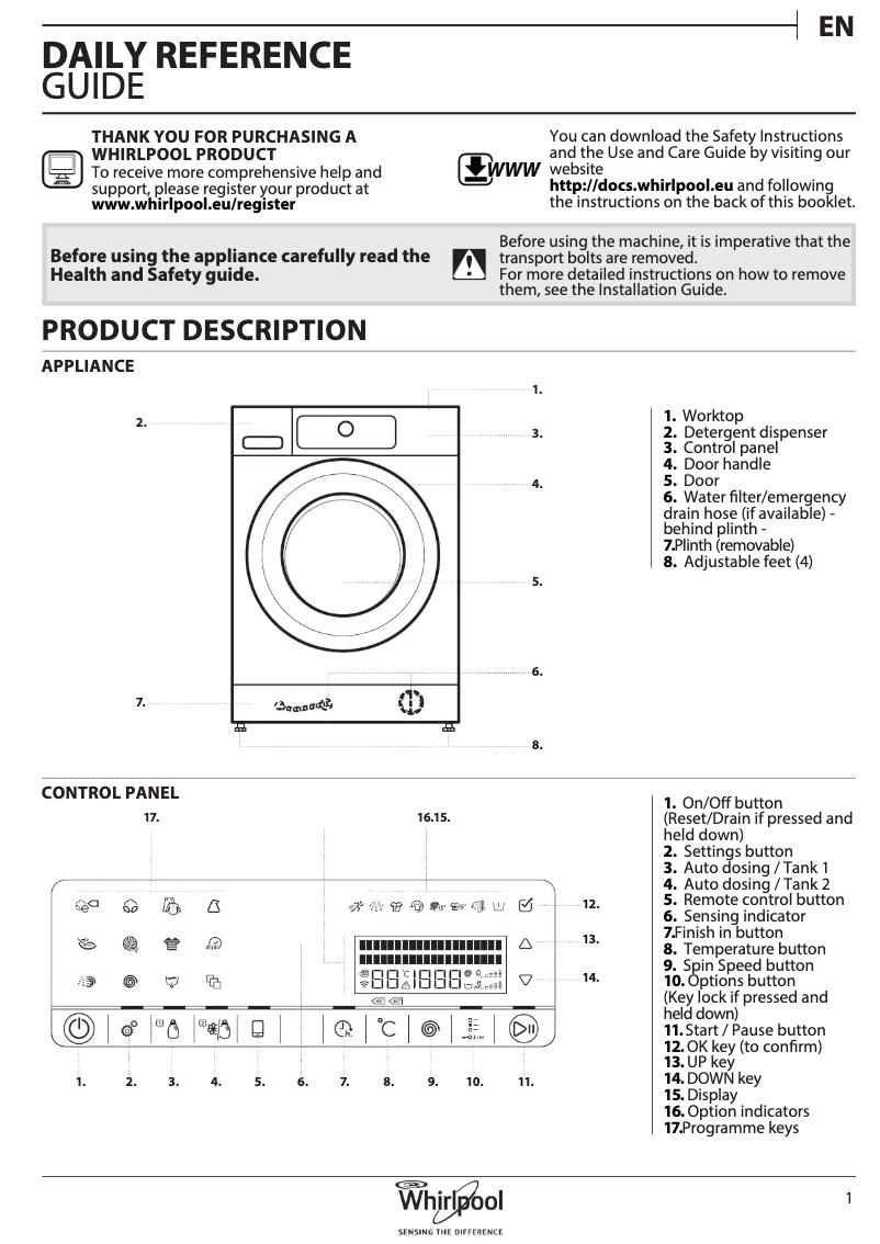 Página 1 del manual Manual de usuario Whirlpool FSCR 12440