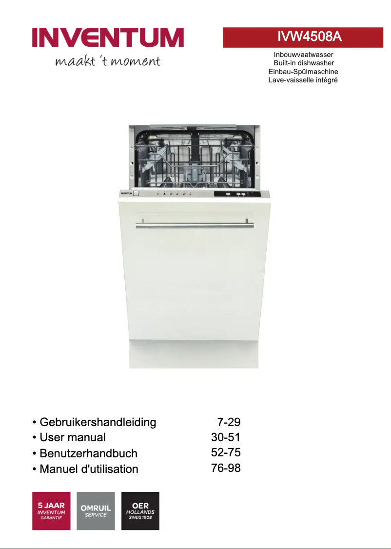 Image de la première page du manuel de l'appareil IVW4508A