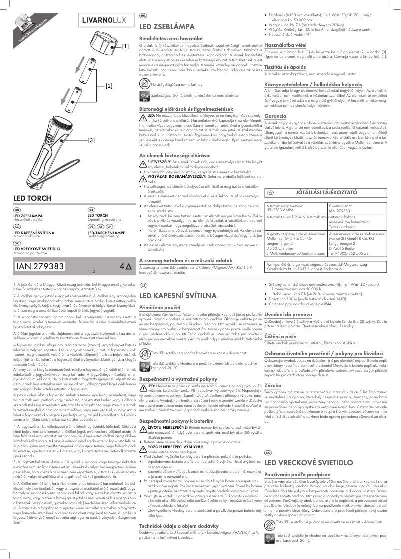 Page n°1 - Manuel utilisateur Livarno Lux IAN 273898