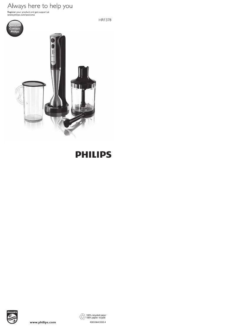 Page 1 de la notice Manuel utilisateur Philips Aluminium Collection HR1378