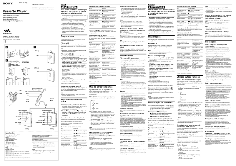 Página 1 del manual Manual de usuario Sony Walkman WM-EX615