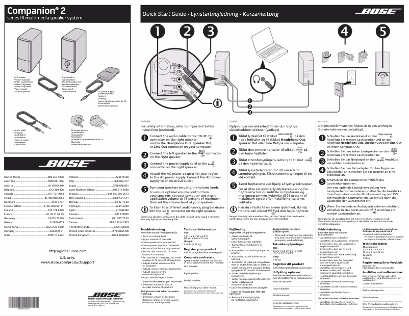 Page 1 de la notice Manuel utilisateur Bose Companion 2 Series III