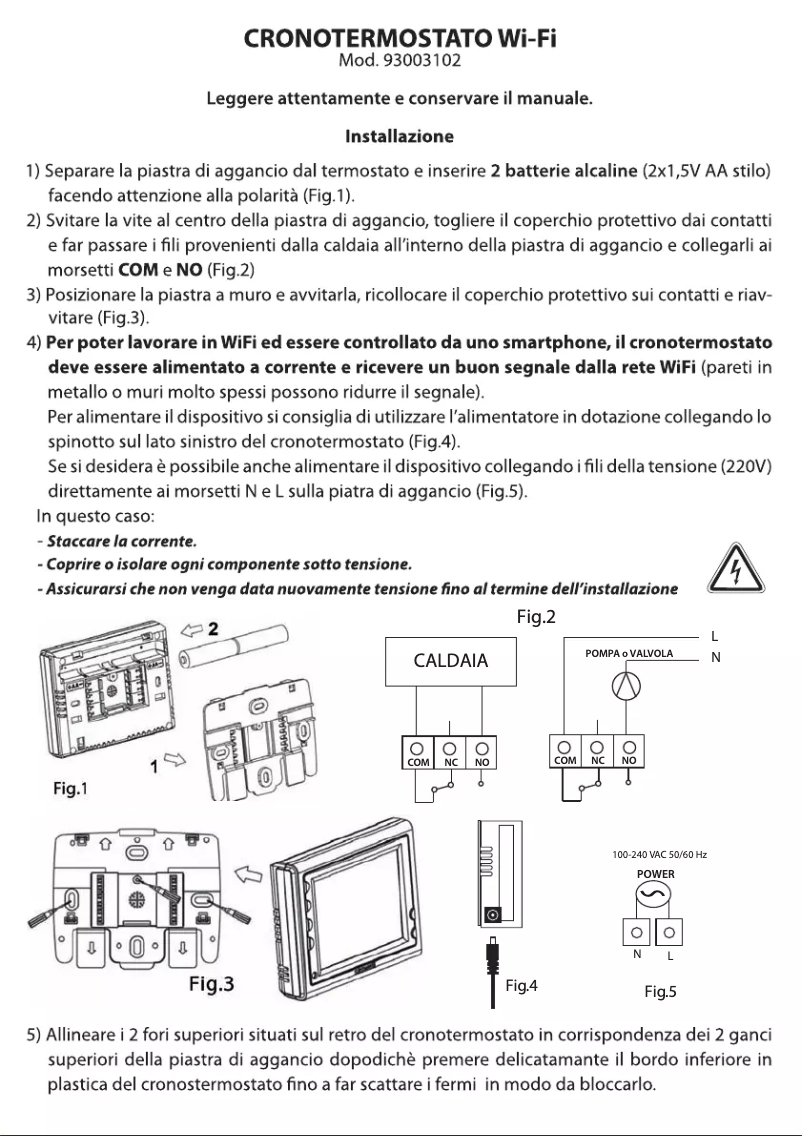 Page n°1 - Manuel utilisateur Bravo Cronotermostato Wi-Fi