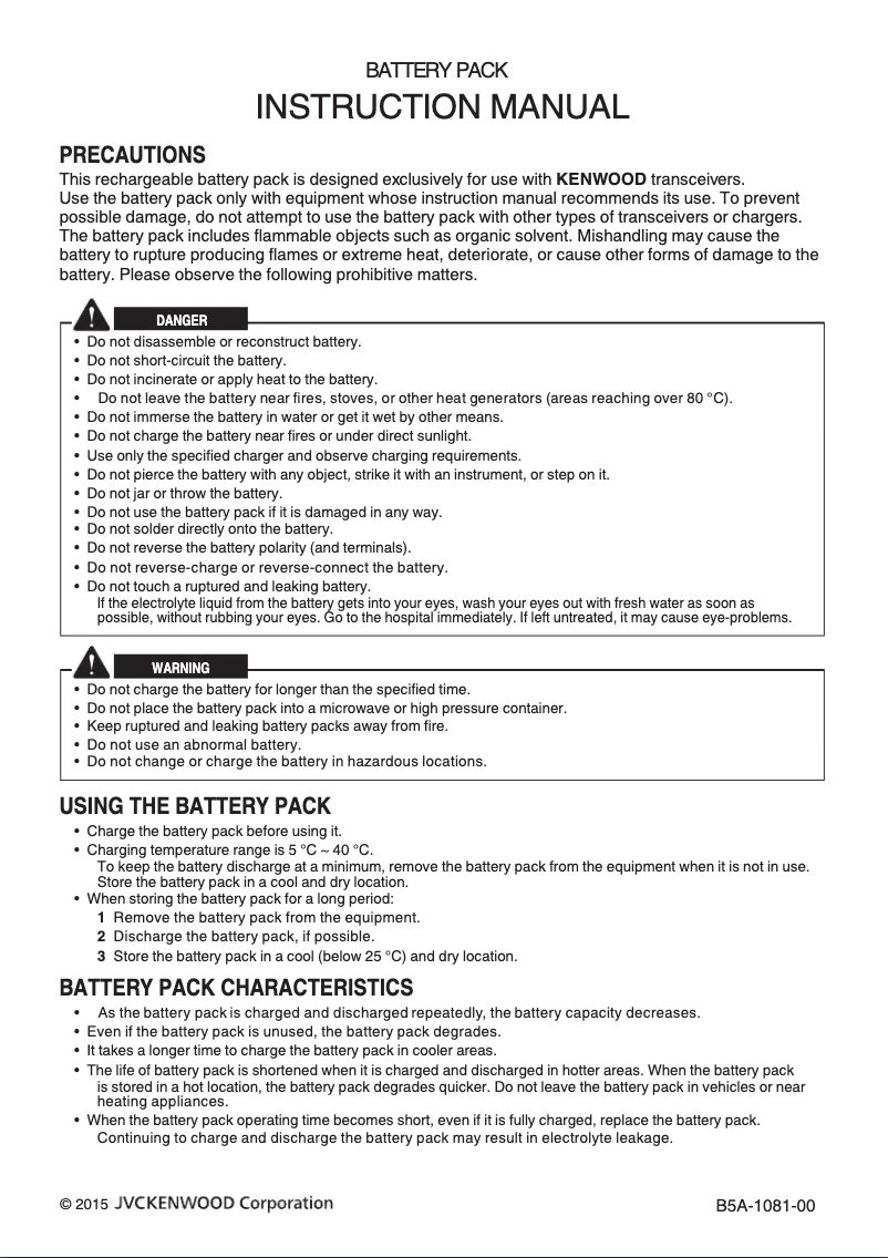 Page 1 of the manual User Manual Kenwood KNB-57L