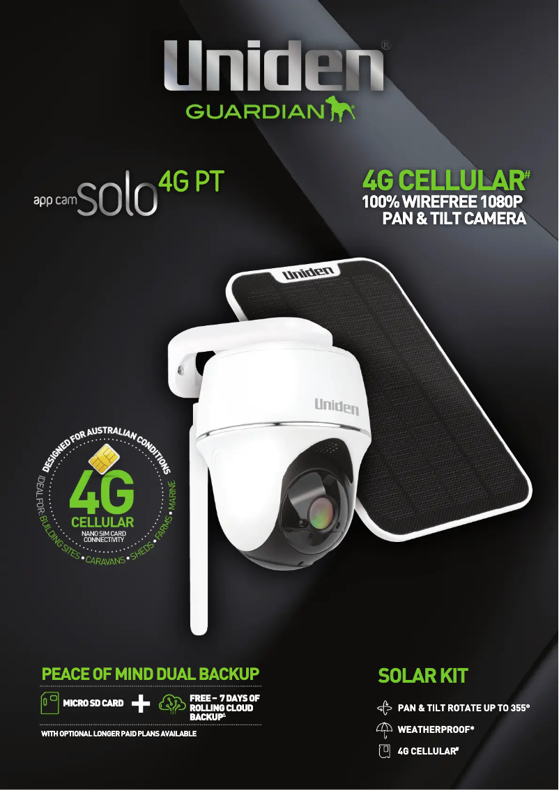 Image de la première page du manuel de l'appareil App Cam Solo 4G PT