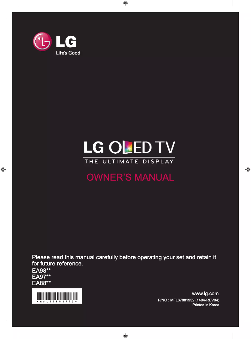 Page 1 de la notice Manuel utilisateur LG 55EA880T