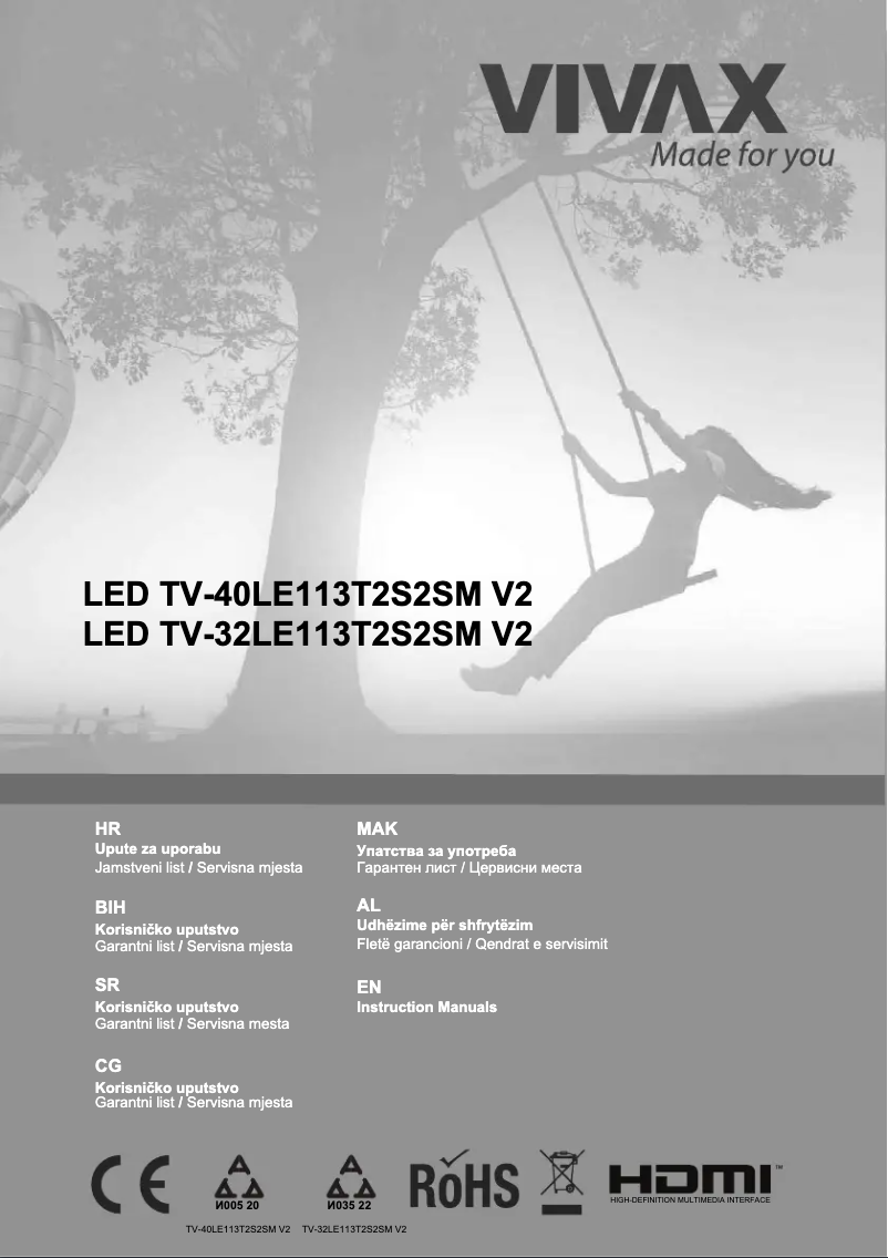 Página 1 del manual Manual de usuario Vivax TV-40LE113T2S2SM