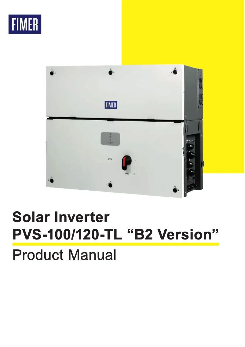 Image de la première page du manuel de l'appareil PVS-100-TL