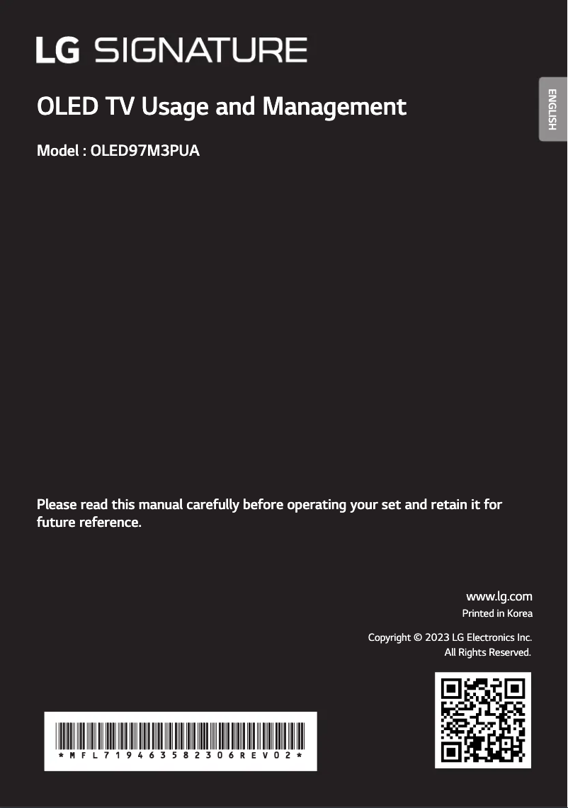 Page 1 of the manual User Manual LG OLED97M3PUA