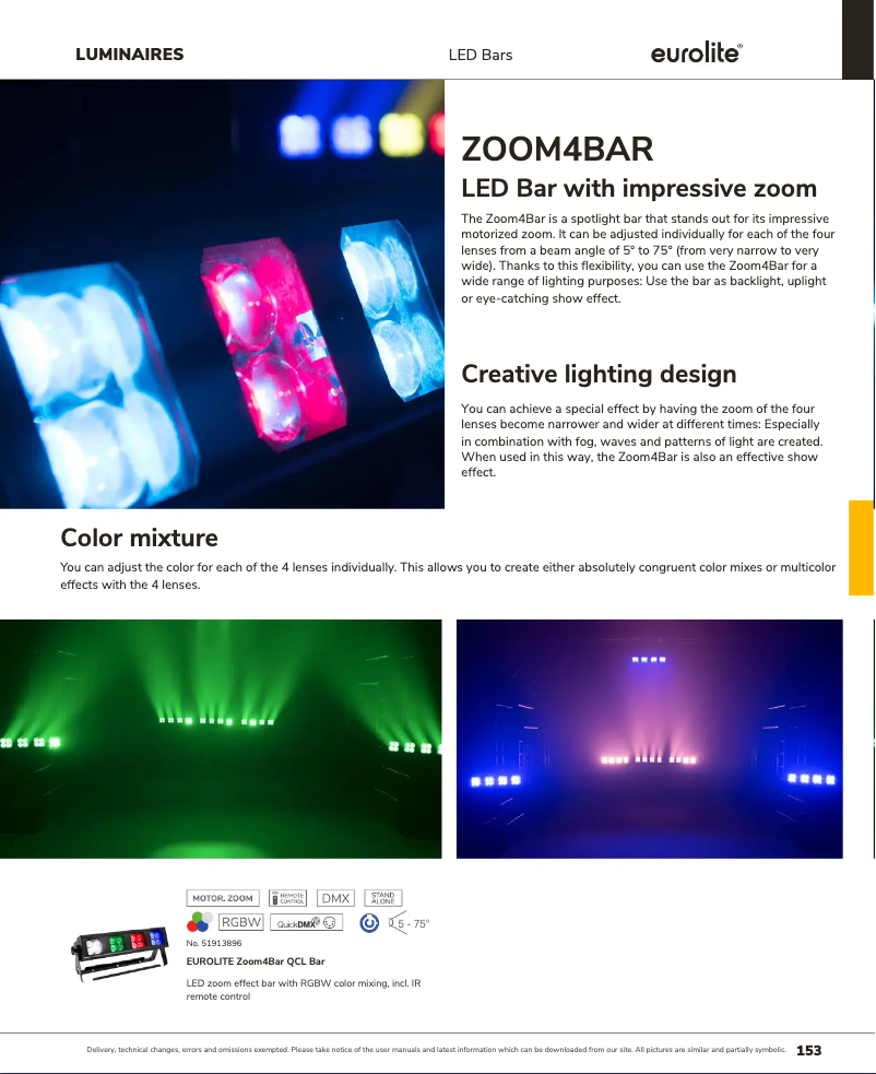 Page 1 of the manual Catalogue Eurolite Zoom4Bar