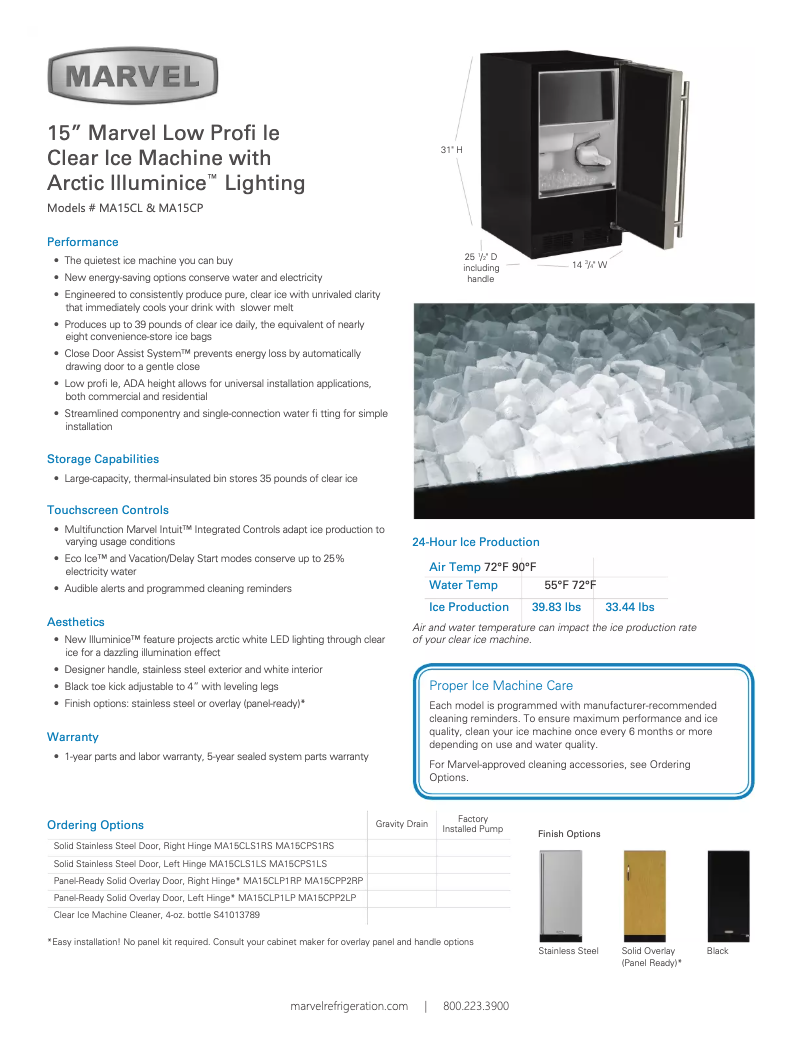 Page n°1 - Fiche technique Marvel MA15CPP2LP