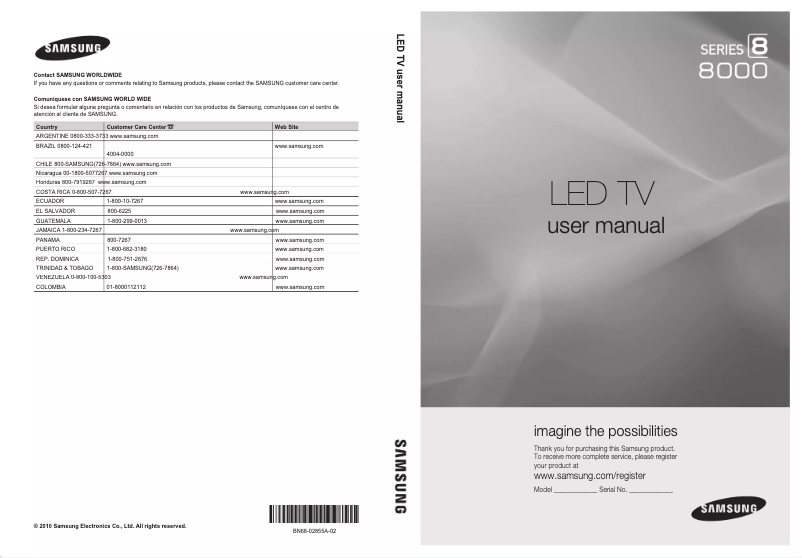 Image de la première page du manuel de l'appareil UN55C8000XR