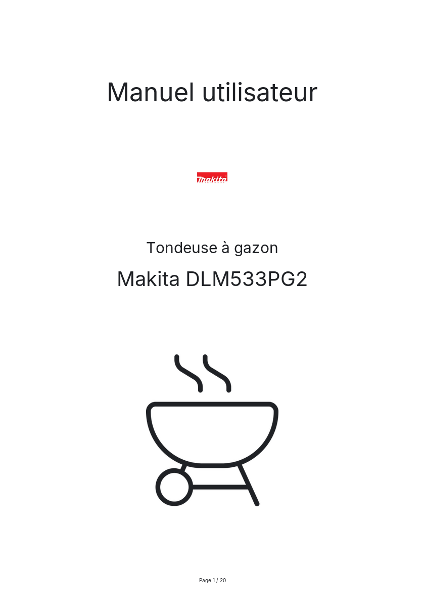 Page n°1 - Manuel utilisateur Makita DLM533PG2