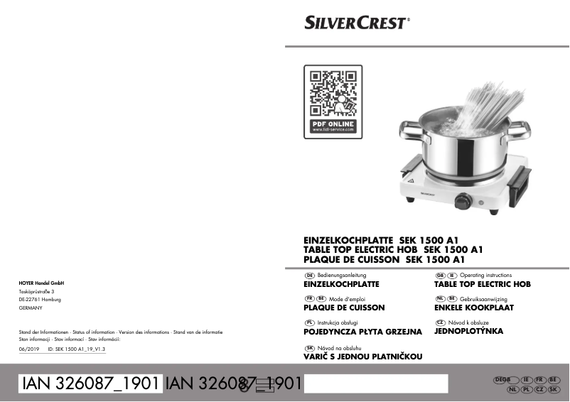 Page 1 de la notice Manuel utilisateur SilverCrest SEK 1500 A1