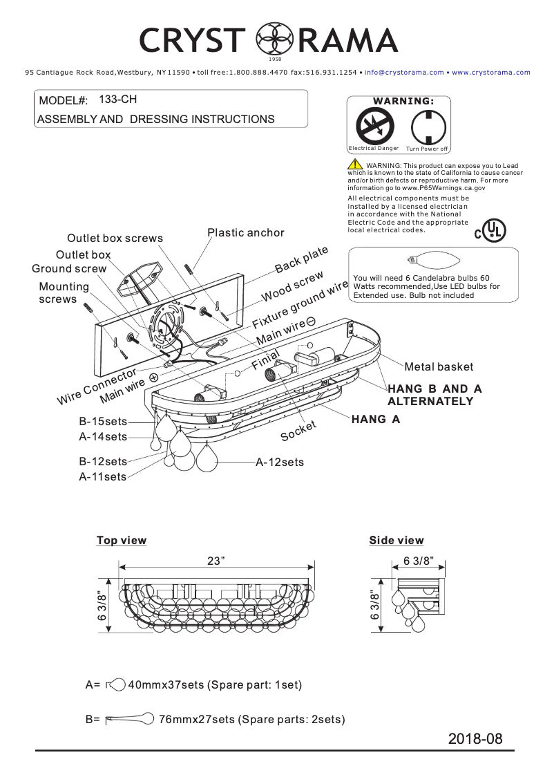 Página 1 del manual Manual de usuario Crystorama Calypso 133-CH
