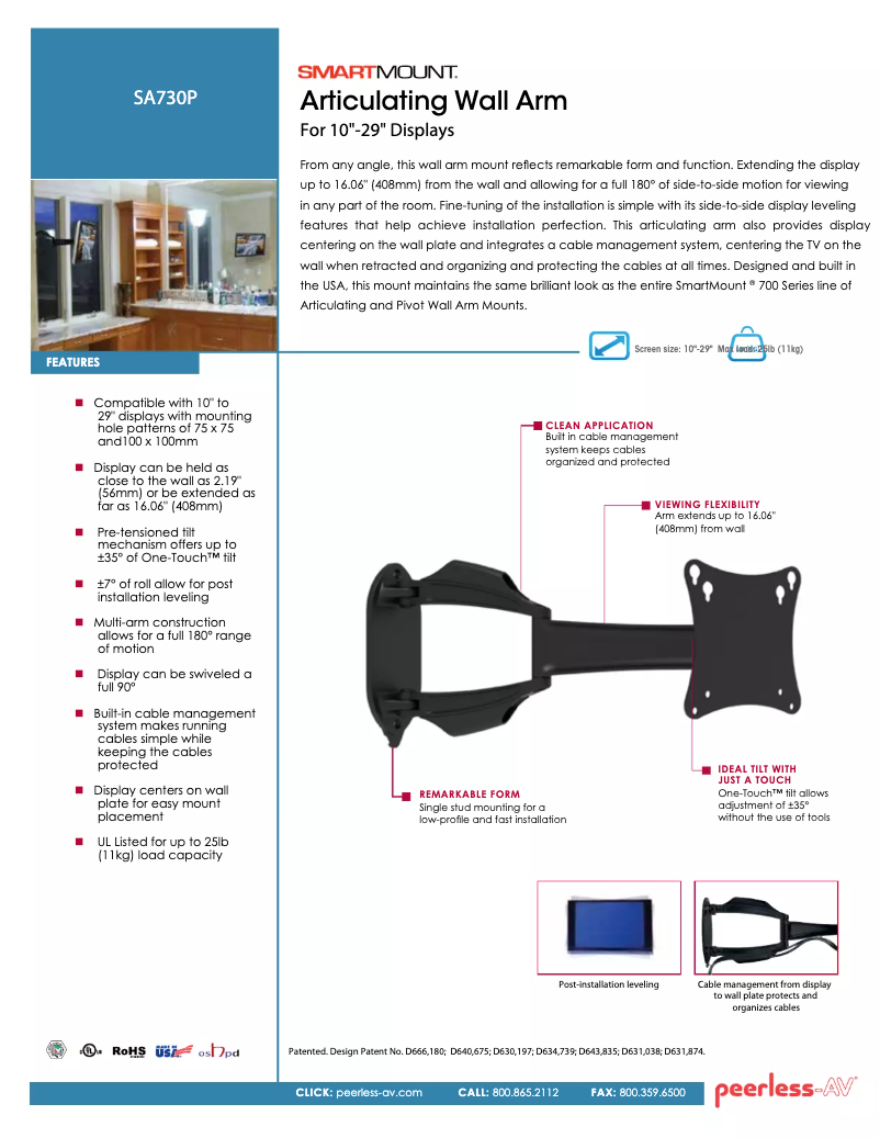 Page 1 de la notice Manuel utilisateur Peerless-AV SA730P