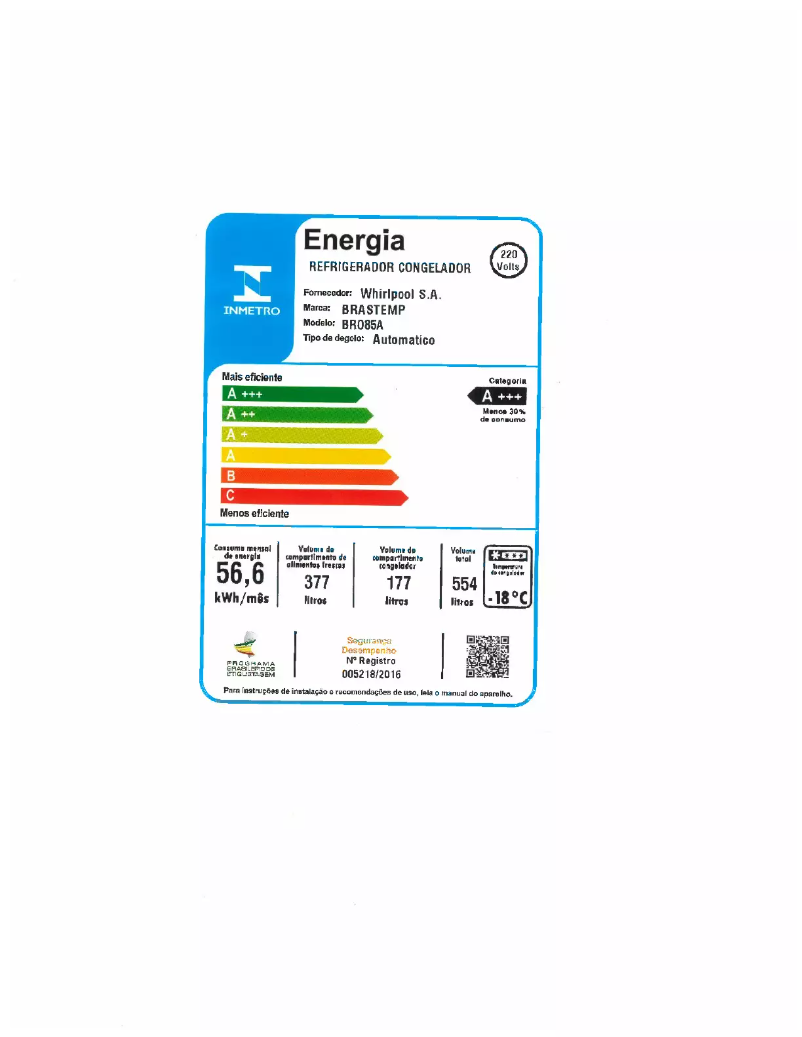 Page n°1 - Manuel utilisateur Brastemp BRO85AK