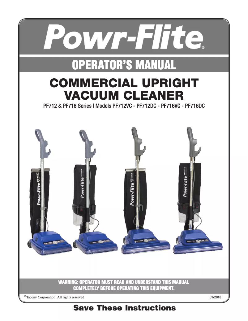 Page n°1 - Manuel utilisateur Powr-Flite PF716VC