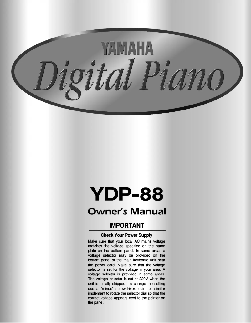 Image de la première page du manuel de l'appareil YDP-88