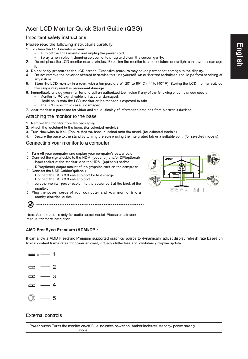 Page n°1 - Guide de démarrage rapide Acer XV272S