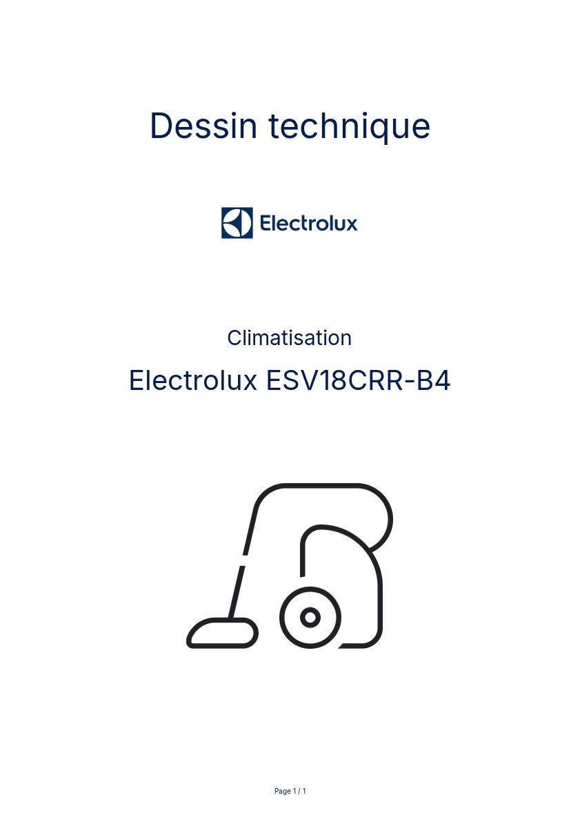 Page n°1 - Dessin technique Electrolux ESV18CRR-B4