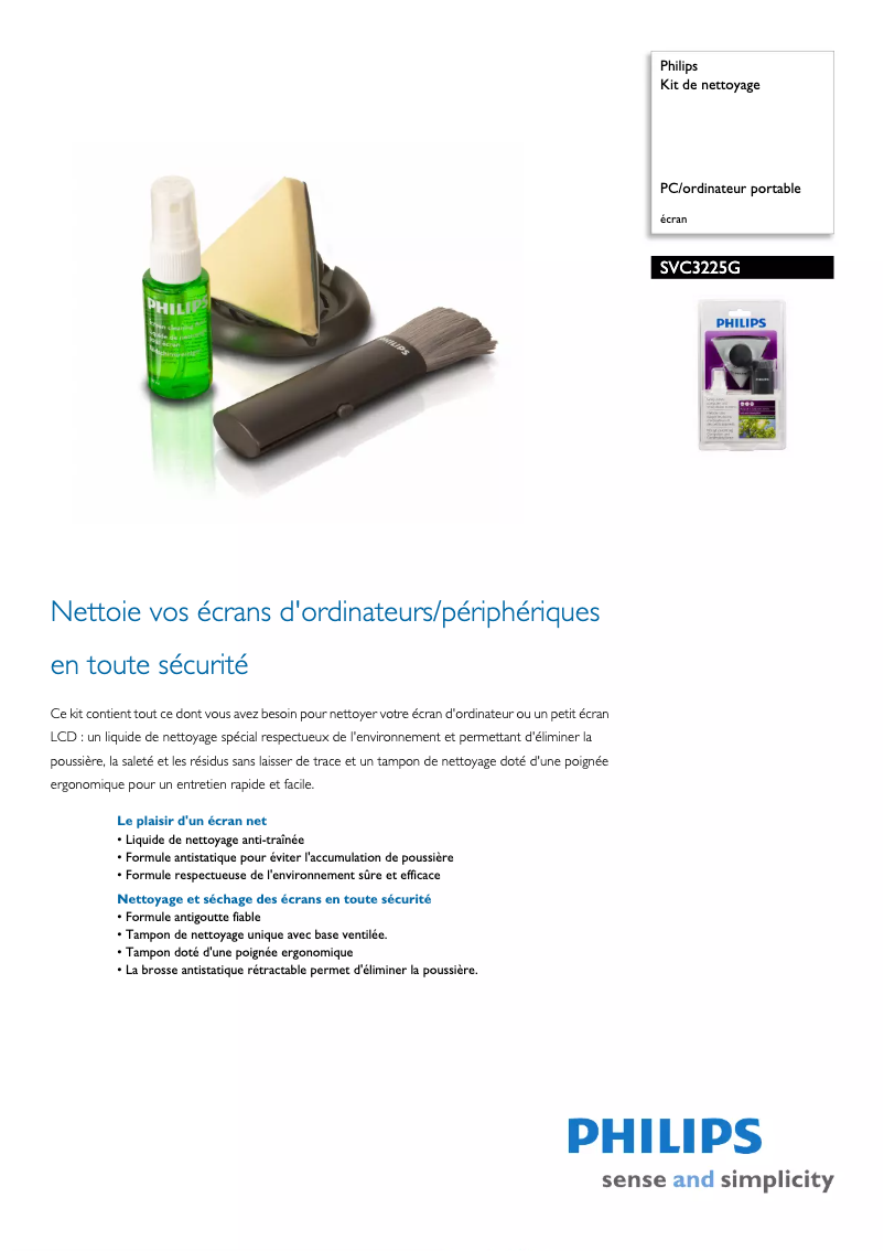 Página 1 del manual Ficha técnica Philips SVC3225G