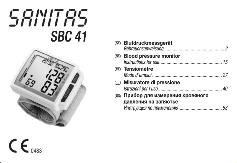 Page n°1 - Manuel utilisateur Sanitas SBC 41