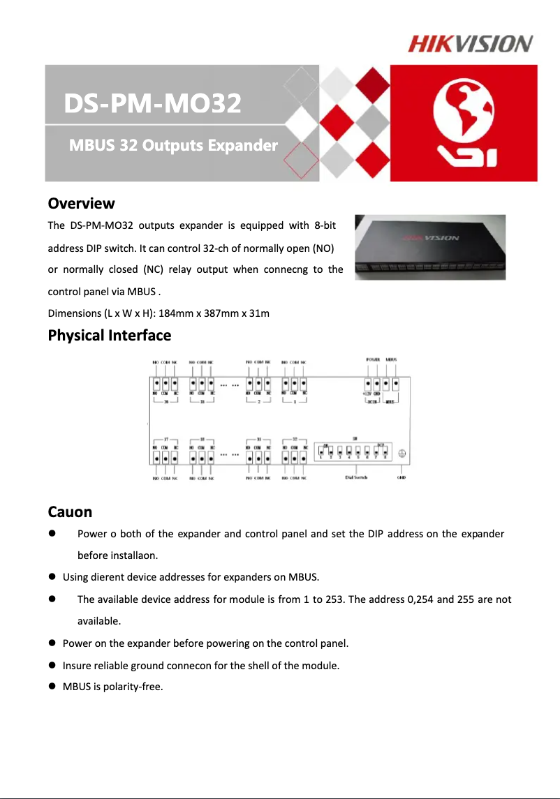 Image de la première page du manuel de l'appareil DS-PM-MO32