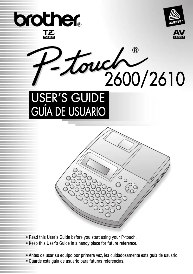 Image de la première page du manuel de l'appareil P-Touch 2600