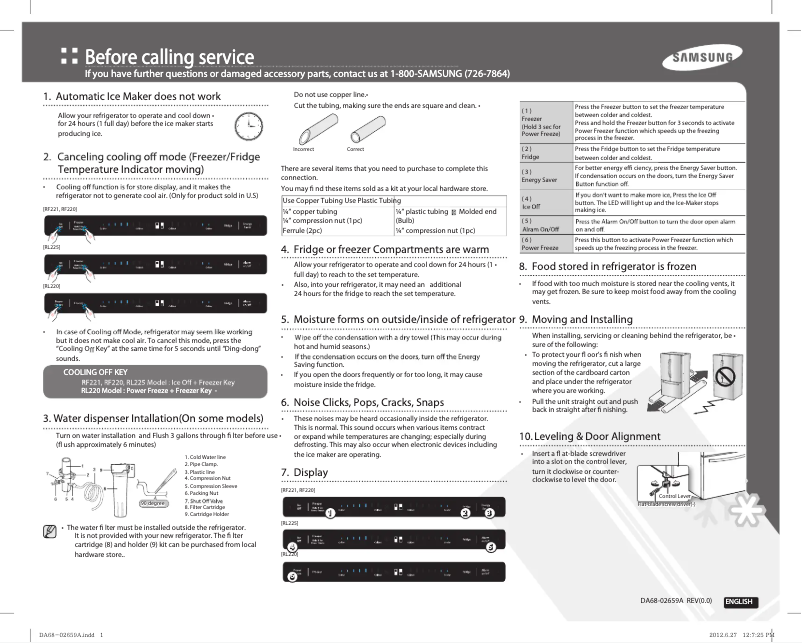Page 1 de la notice Manuel utilisateur Samsung RF221NCTASL