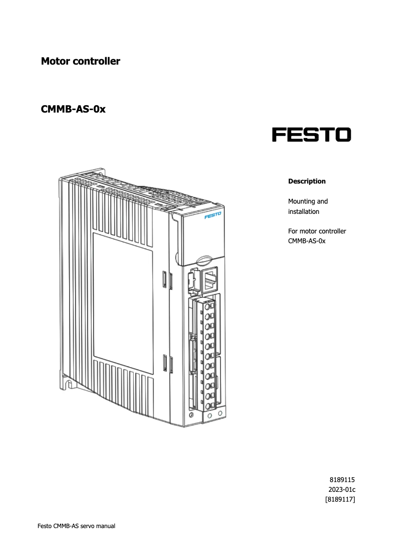 Page 1 de la notice Manuel utilisateur Festo CMMB-AS-04