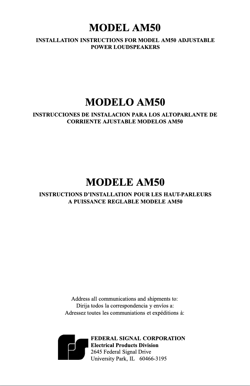 Image de la première page du manuel de l'appareil AudioMaster AM50