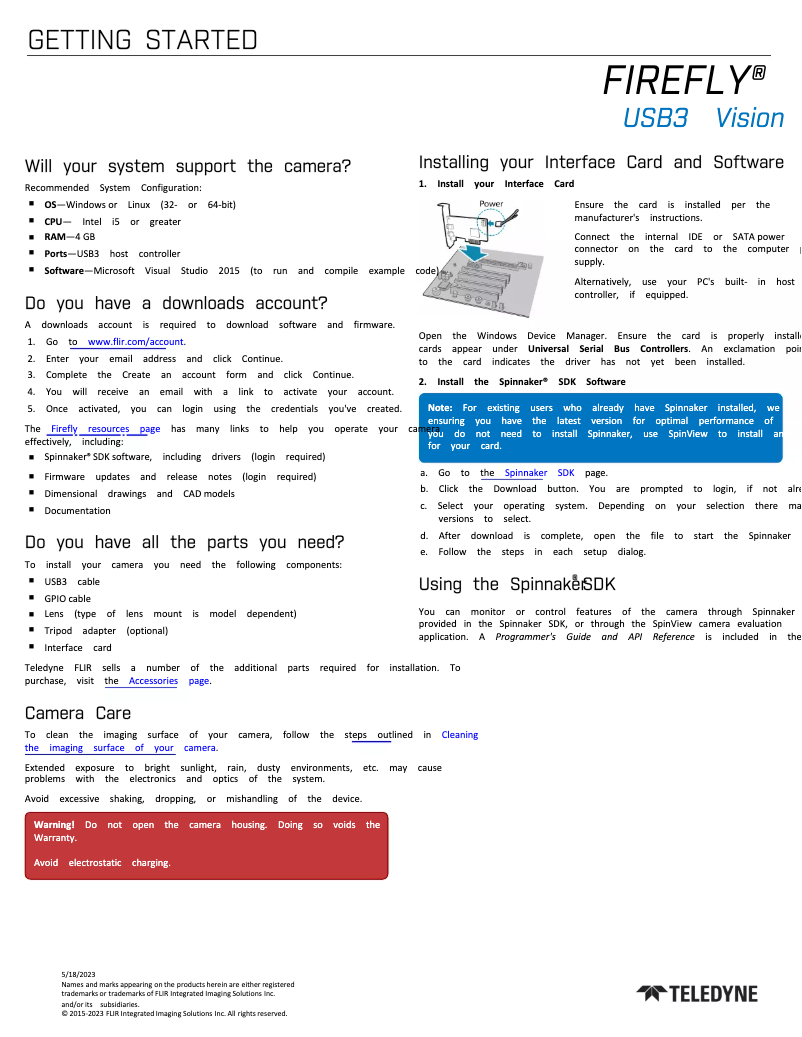 Page 1 de la notice Manuel utilisateur FLIR Firefly S