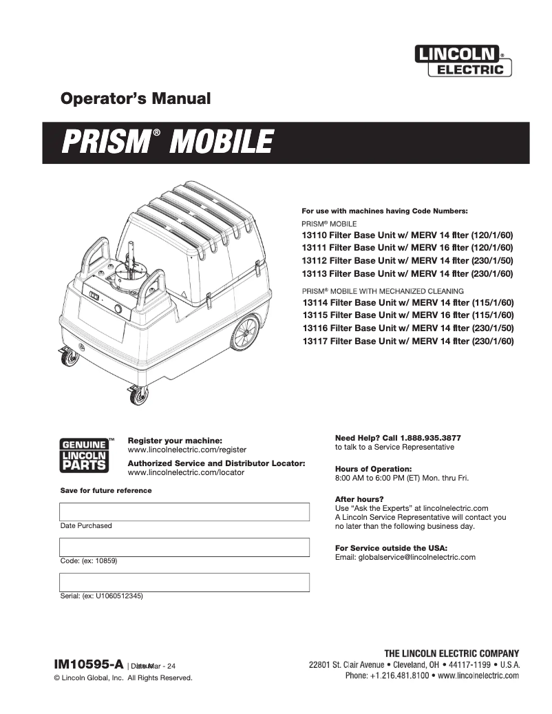Image de la première page du manuel de l'appareil Prism Mobile