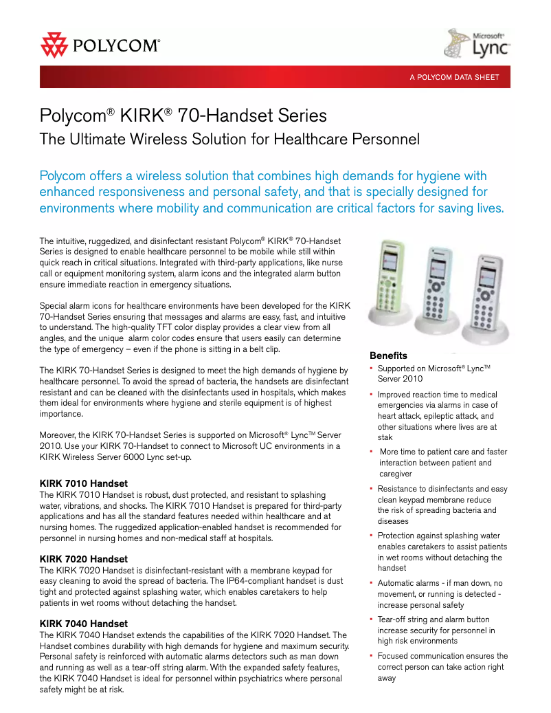 First page image of the manual for KIRK 7010