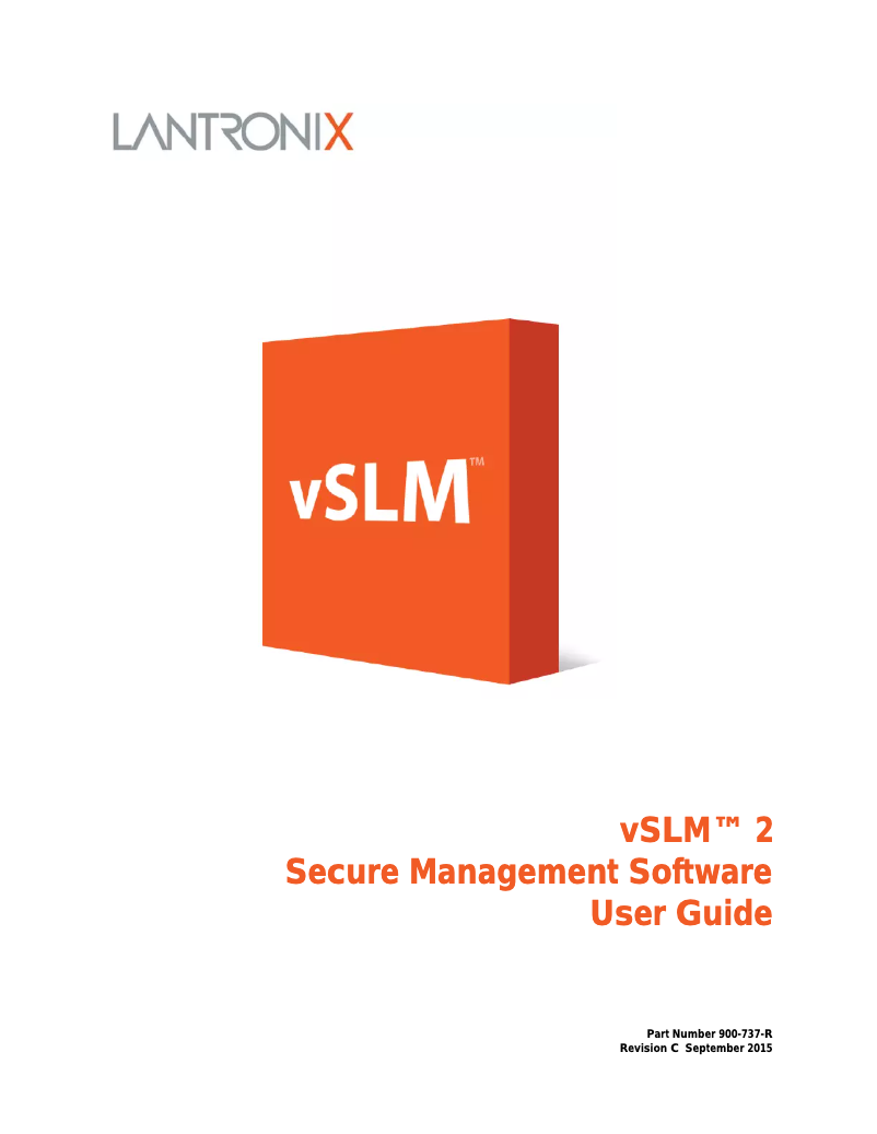 Page 1 de la notice Manuel utilisateur Lantronix vSLM