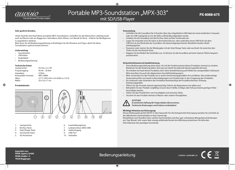 Page n°1 - Manuel utilisateur Auvisio MPX-303