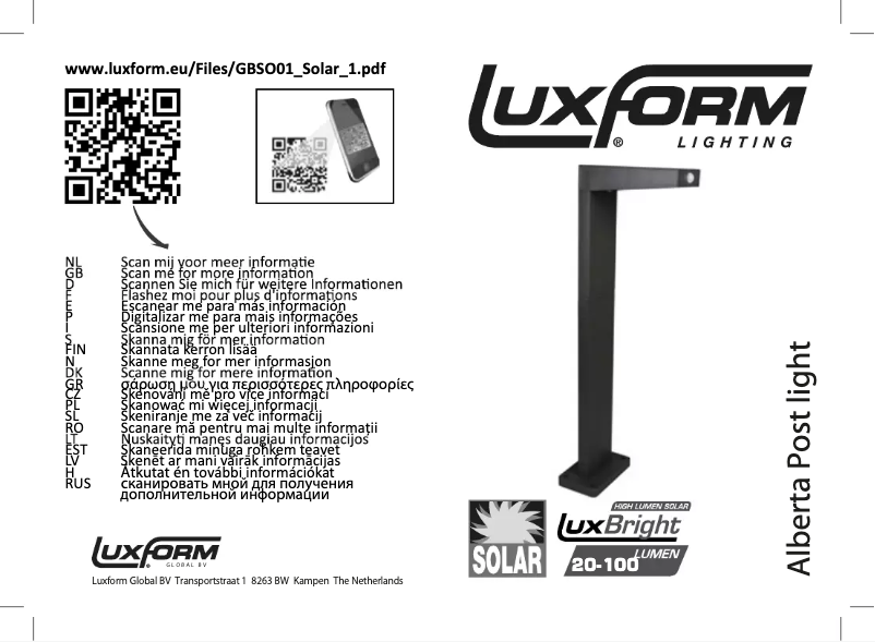Page n°1 - Manuel utilisateur Luxform Lighting Alberta Post