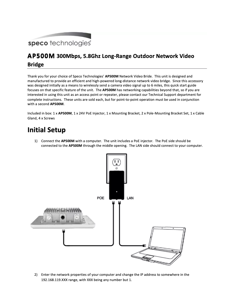 Page 1 de la notice Manuel utilisateur Speco Technologies AP500M
