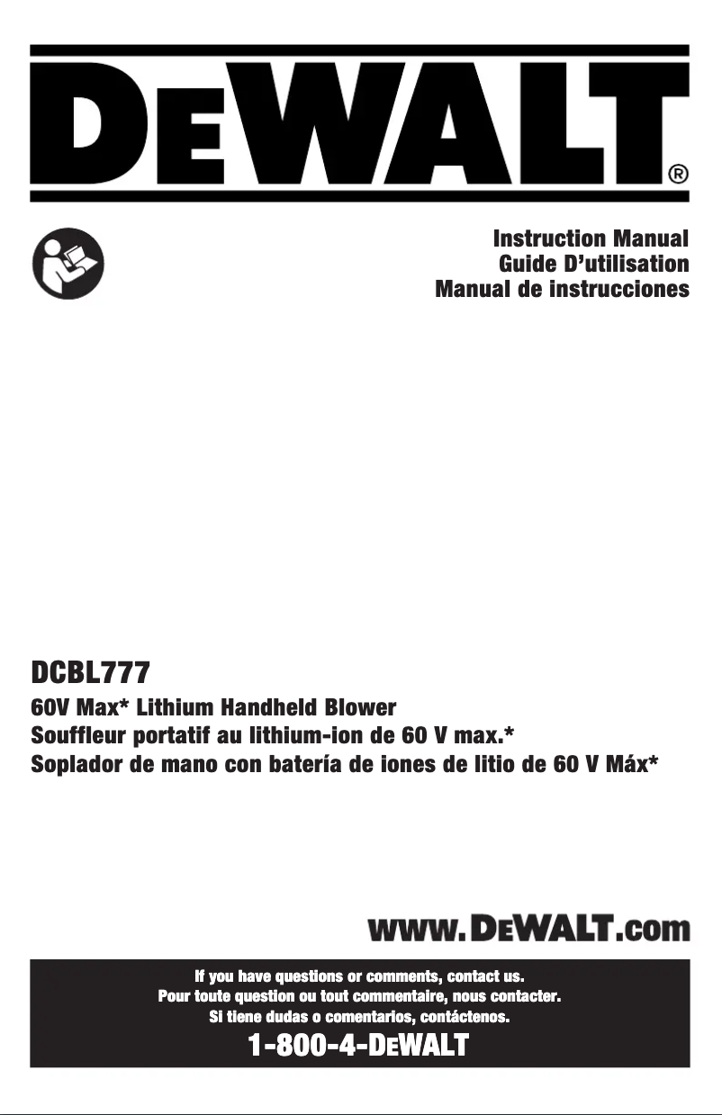 Page n°1 - Manuel utilisateur DeWalt DCBL777