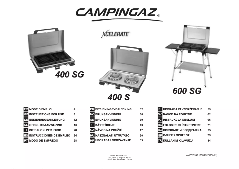 Página 1 del manual Manual de usuario Campingaz Xcelerate 400 SG