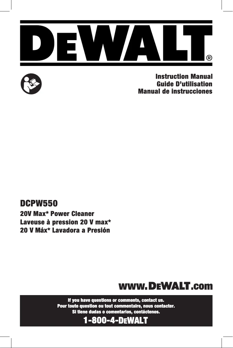 Page 1 de la notice Manuel utilisateur DeWalt DCPW550