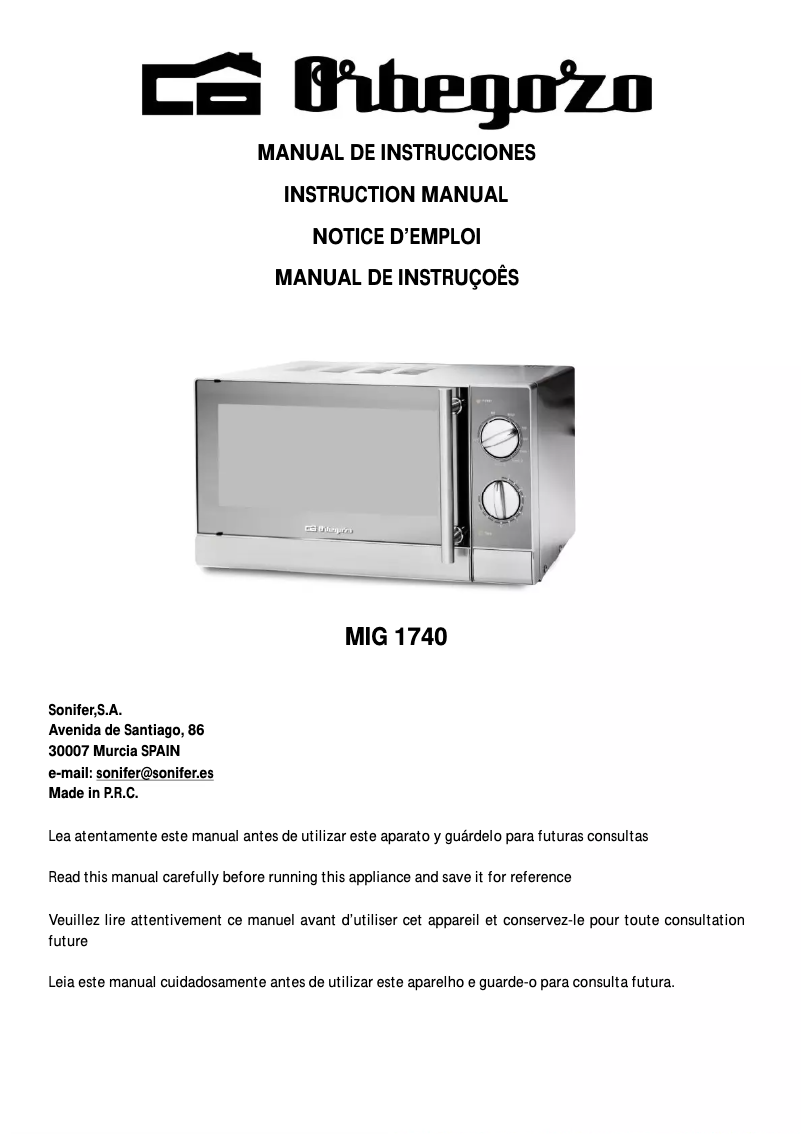 Image de la première page du manuel de l'appareil MIG 1740