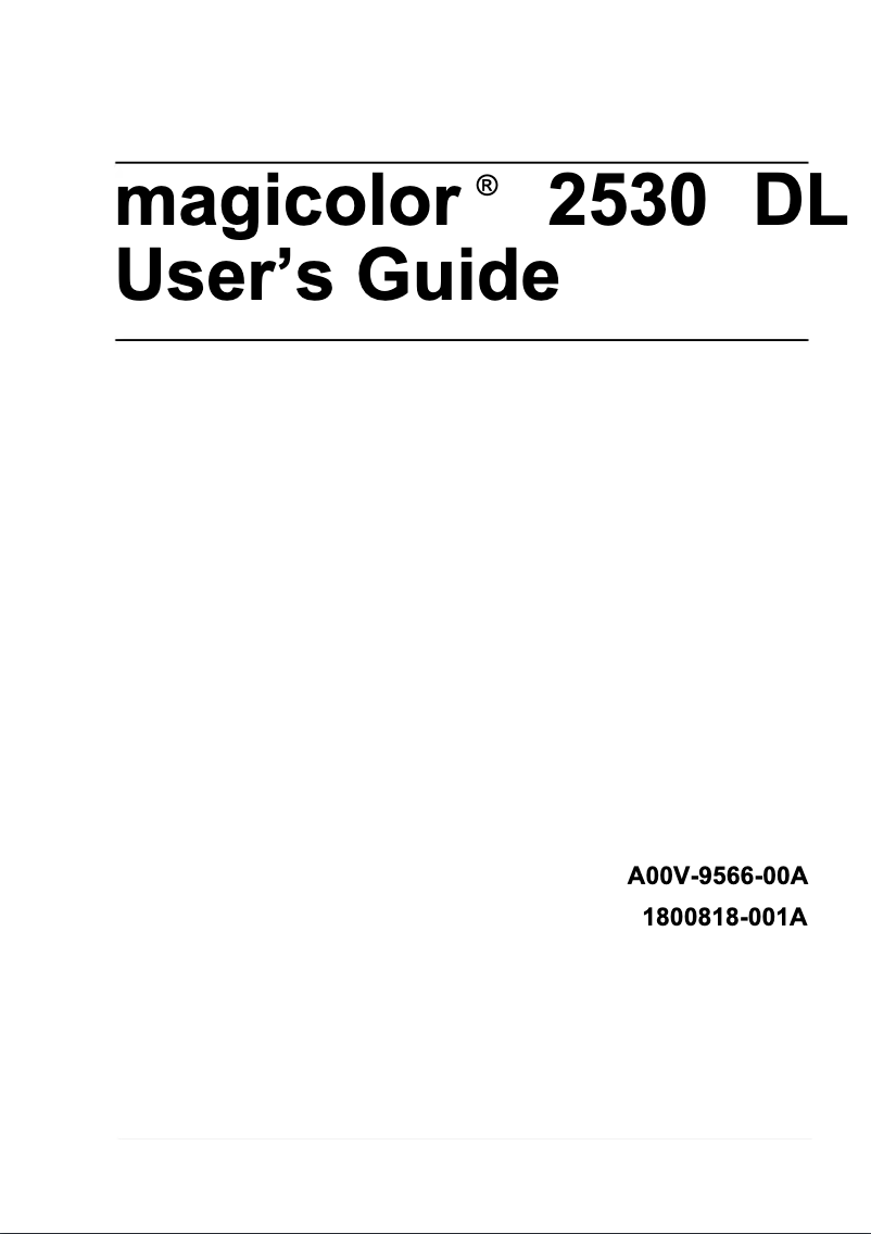 Page 1 de la notice Manuel utilisateur Konica Minolta MagiColor 2530 DL