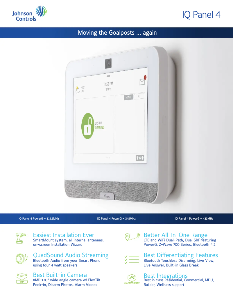 Page 1 de la notice Fiche technique Qolsys IQ Panel 4