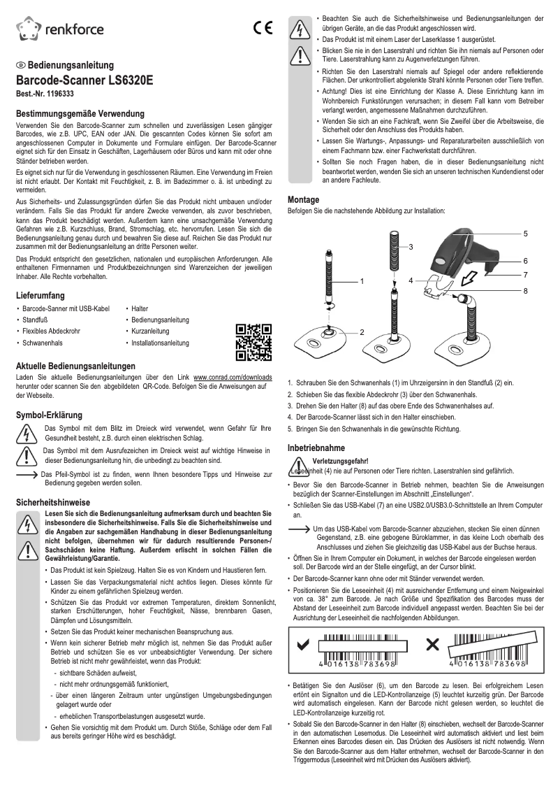 Page 1 de la notice Manuel utilisateur Renkforce LS6320E